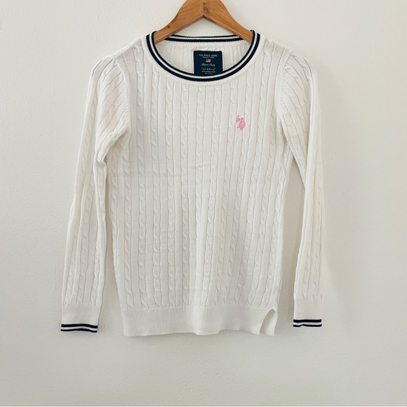 U.S. Polo Association White Cable Knit Sweater - Picture 1 of 6